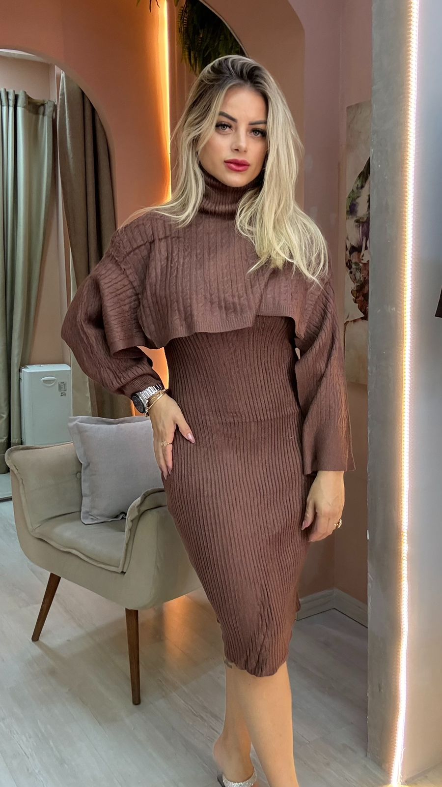 Vestido Charme Outono Aconchegante